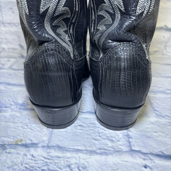 Dan Post Men's Exotic Black Lizard Western Cowboy boots size 8D 16830 Vintage - Picture 7 of 16